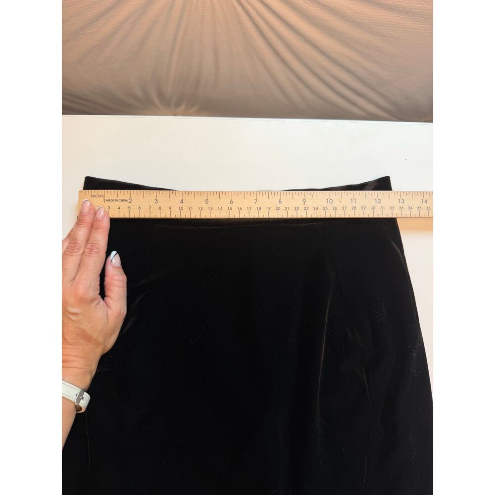 House of CB Black Velvet Midi Pencil Skirt S Bodycon High Waist Holiday Party - Picture 9 of 16